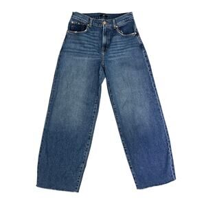 7 For All Mankind Bonnie Curvilinear Barrel Leg Jeans Santa Cruz Raw Size 27